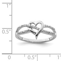 Sterling Silver Rhodium Plated Diamond Heart Ring view 4