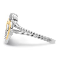 Sterling Silver Rhodium Plated Ring with 14K Yellow Gold Diamond Heart view 3