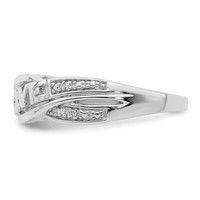 Sterling Silver Rhodium Plated Diamond Love Ring view 3