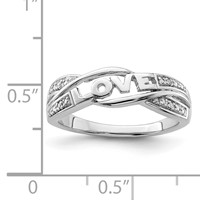 Sterling Silver Rhodium Plated Diamond Love Ring view 4