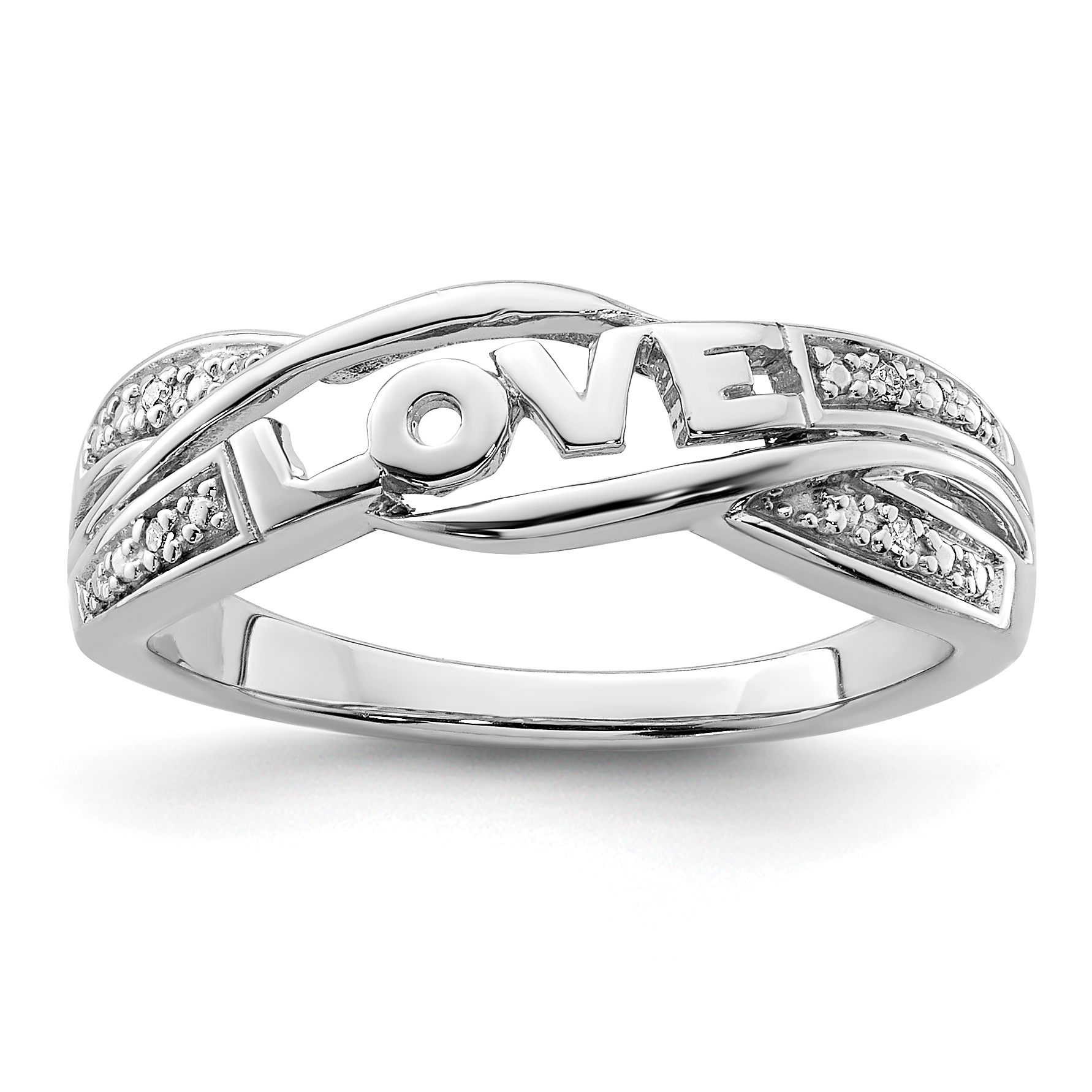 Sterling Silver Rhodium Plated Diamond LOVE Ring (QR5680-6)