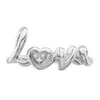 Sterling Silver Rhodium Plated Diamond Love Ring view 5