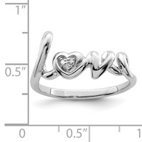 Sterling Silver Rhodium Plated Diamond Love Ring view 4