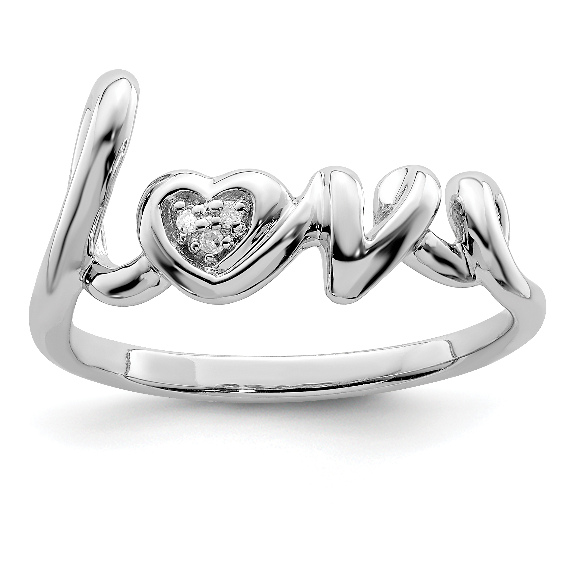 Sterling Silver Rhodium Plated Diamond LOVE Ring (QR5683-6)