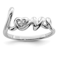 Sterling Silver Rhodium Plated Diamond Love Ring view 1