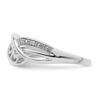 Sterling Silver Rhodium Plated Diamond Heart Mom Ring view 3