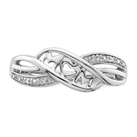Sterling Silver Rhodium Plated Diamond Heart Mom Ring view 5