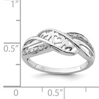 Sterling Silver Rhodium Plated Diamond Heart Mom Ring view 4
