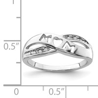 Sterling Silver Rhodium Plated Diamond Mom Ring view 4