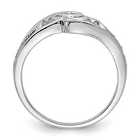 Sterling Silver Rhodium Plated Diamond Heart Mom Ring view 2
