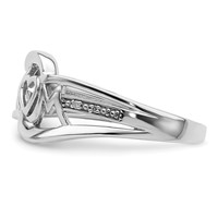 Sterling Silver Rhodium Plated Diamond Heart Mom Ring view 3
