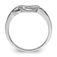 Sterling Silver Rhodium Plated Diamond Heart Ring view 2
