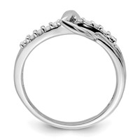 Sterling Silver Rhodium Plated Diamond Heart Ring view 2