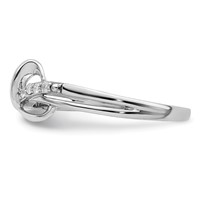 Sterling Silver Rhodium Plated Diamond Heart Ring view 3