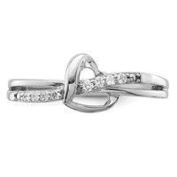 Sterling Silver Rhodium Plated Diamond Heart Ring view 5