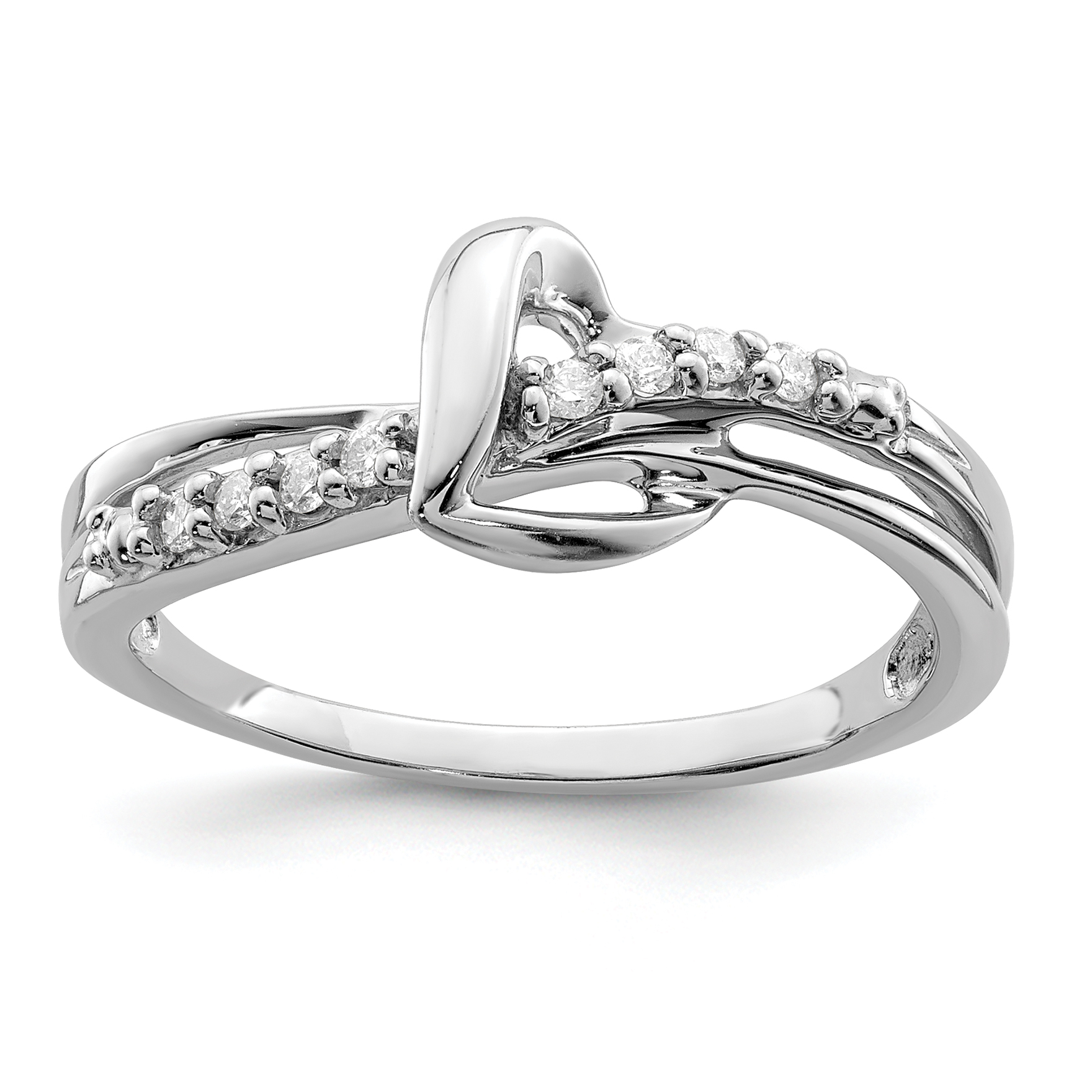 Sterling Silver Rhodium Plated Diamond Heart Ring (QR5704-6)