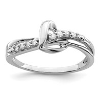 Sterling Silver Rhodium Plated Diamond Heart Ring view 1