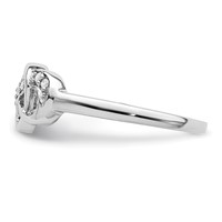 Sterling Silver Rhodium Plated Diamond Heart Ring view 3