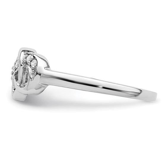 Sterling Silver Rhodium Plated Diamond Heart Ring