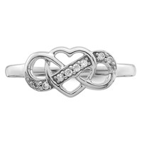 Sterling Silver Rhodium Plated Diamond Heart Ring view 5