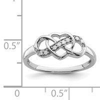 Sterling Silver Rhodium Plated Diamond Heart Ring view 4