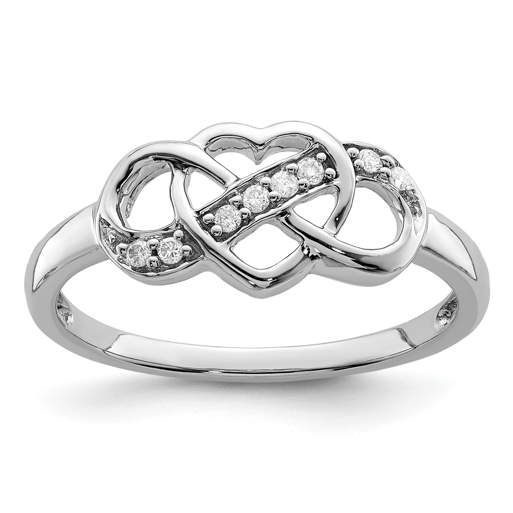 Sterling Silver Rhodium Plated Diamond Heart Ring (QR5705-6)