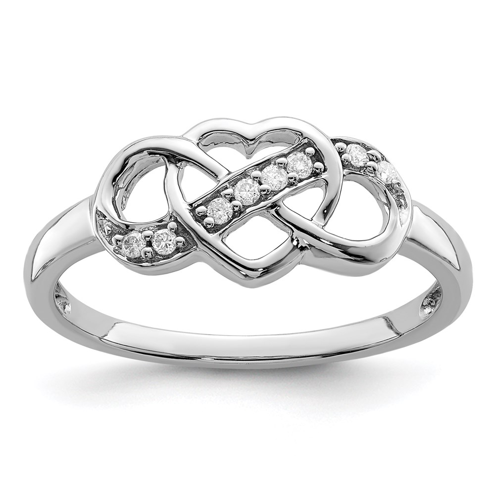 Sterling Silver Rhodium Diam. Heart Ring
