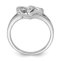 Sterling Silver Rhodium Plated Diamond Heart Ring view 2