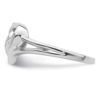 Sterling Silver Rhodium Plated Diamond Heart Ring view 3