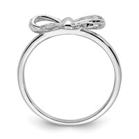 Sterling Silver Rhodium Plated Diamond Bow Ring view 2