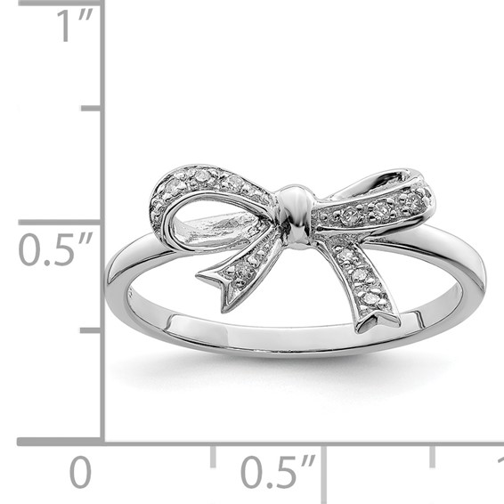 Sterling Silver Rhodium Plated Diamond Bow Ring