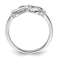 Sterling Silver Rhodium Plated Diamond Bow Ring view 2