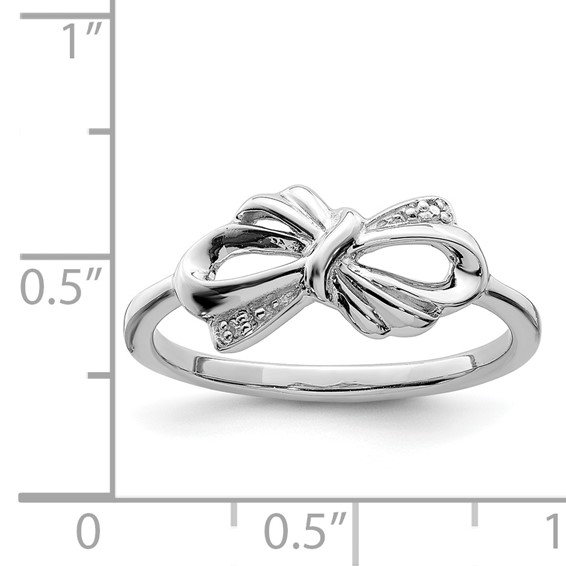 Sterling Silver Rhodium Plated Diamond Bow Ring