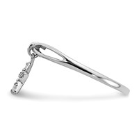 Sterling Silver Rhodium Plated Diamond Star Dangle Ring view 3