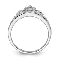 Sterling Silver Rhodium Plated Diamond Crown Ring view 2