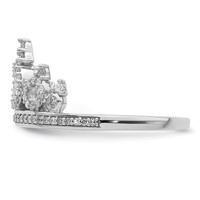 Sterling Silver Rhodium Plated Diamond Crown Ring view 3
