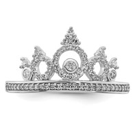 Sterling Silver Rhodium Plated Diamond Crown Ring view 5
