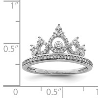 Sterling Silver Rhodium Plated Diamond Crown Ring view 4