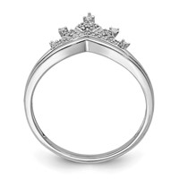 Sterling Silver Rhodium Plated Diamond Crown Ring view 2
