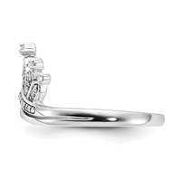 Sterling Silver Rhodium Plated Diamond Crown Ring view 3