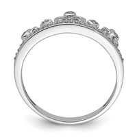 Sterling Silver Rhodium Plated Diamond Crown Ring view 2