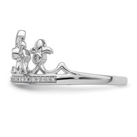Sterling Silver Rhodium Plated Diamond Crown Ring view 3