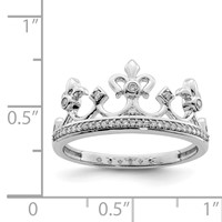Sterling Silver Rhodium Plated Diamond Crown Ring view 4