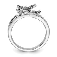 Sterling Silver Diamond Rhodium-plated Dragonfly Ring view 2