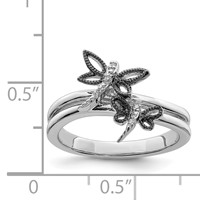 Sterling Silver Diamond Rhodium-plated Dragonfly Ring view 3