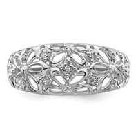 Sterling Silver Rhodium Plated Diamond Ring view 5