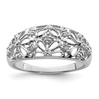 Sterling Silver Rhodium Plated Diamond Ring view 1