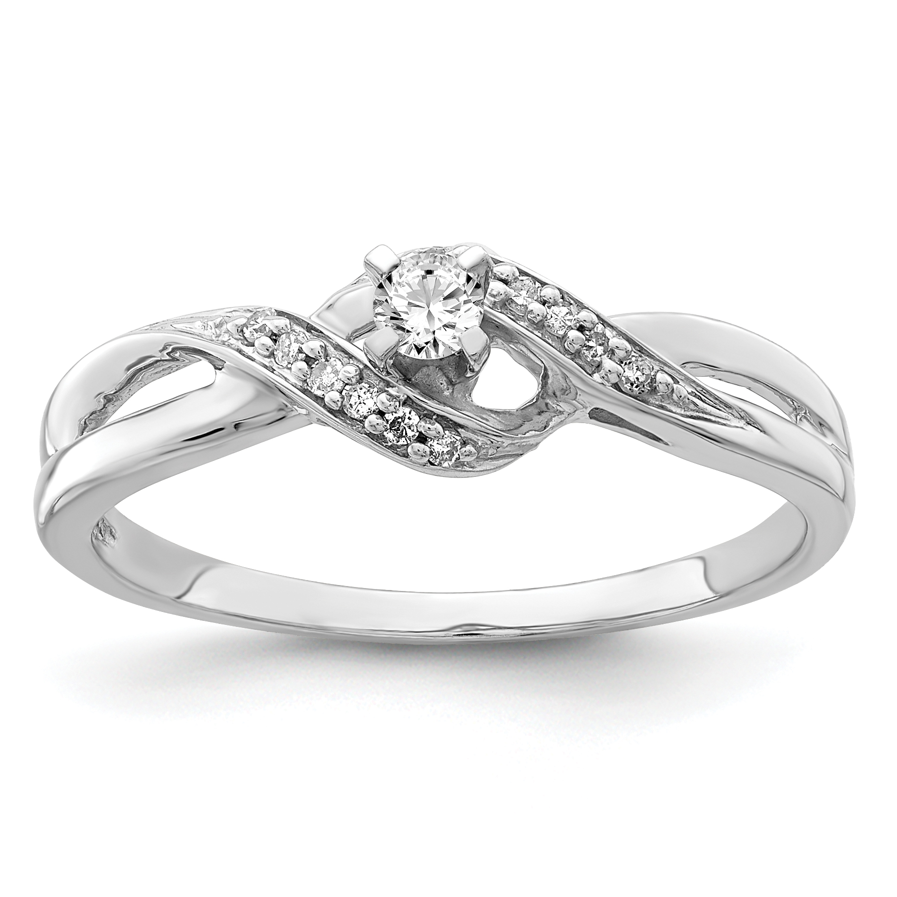 Sterling Silver Rhodium Plated Diamond Promise Ring (QR5774-6)
