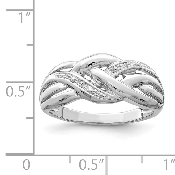 Sterling Silver Rhodium Plated Diamond Ring