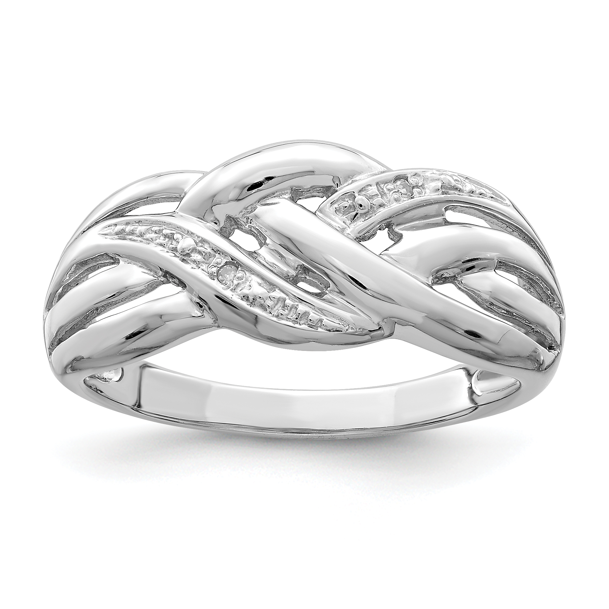 Sterling Silver Rhodium Plated Diamond Ring (QR5783-8)